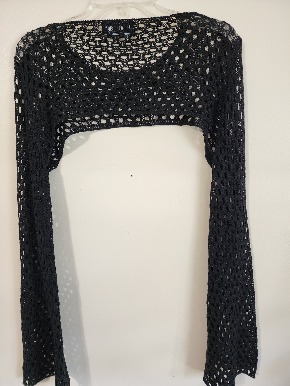 Cider Black Open Knit Cropped Shrug - Picture 5 of 5